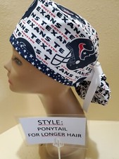Houston Texans NFL Women's Ponytail Surgical Scrub Hat/Cap Handmade