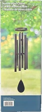 Stylecraft Double Wind Chime, Aluminum Steel, Outdoor Garden, Black Finish.