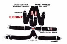 Black 6 Point Safety Harness Sfi 16.1 Racing Floor Mount 3 Cam Lock Bolt In Black 6 Point Safety Harness Sfi 16.1 Racing Floor Mount 3 Cam Lock Bolt In