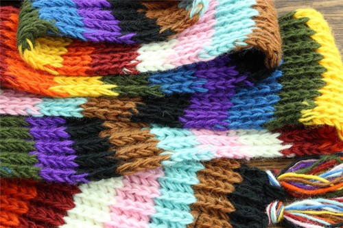 Handgefertigt Wollschal Handgestrickt 160cm Lang Warm Nepal Streifen Progress - Bild 4 von 5