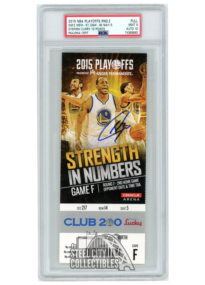 Stephen Curry Autographed 2015 Playoffs Round 2 Game 2 Ticket PSA 9 PSA/DNA 10