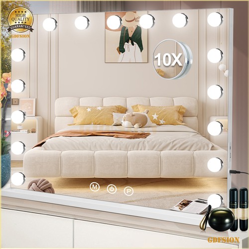 Latge Wall Mirror LED Makeup Mirror Magnifying Vanity Mirror W/UBS Port Tabletop - Picture 6 of 46