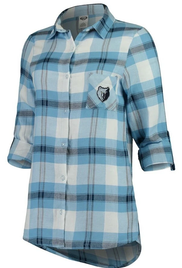 Túnica a Cuadros Memphis Grizzlies Concepts Sport Headway Manga Larga Azul Claro Azul Marino Foto 2 de 4