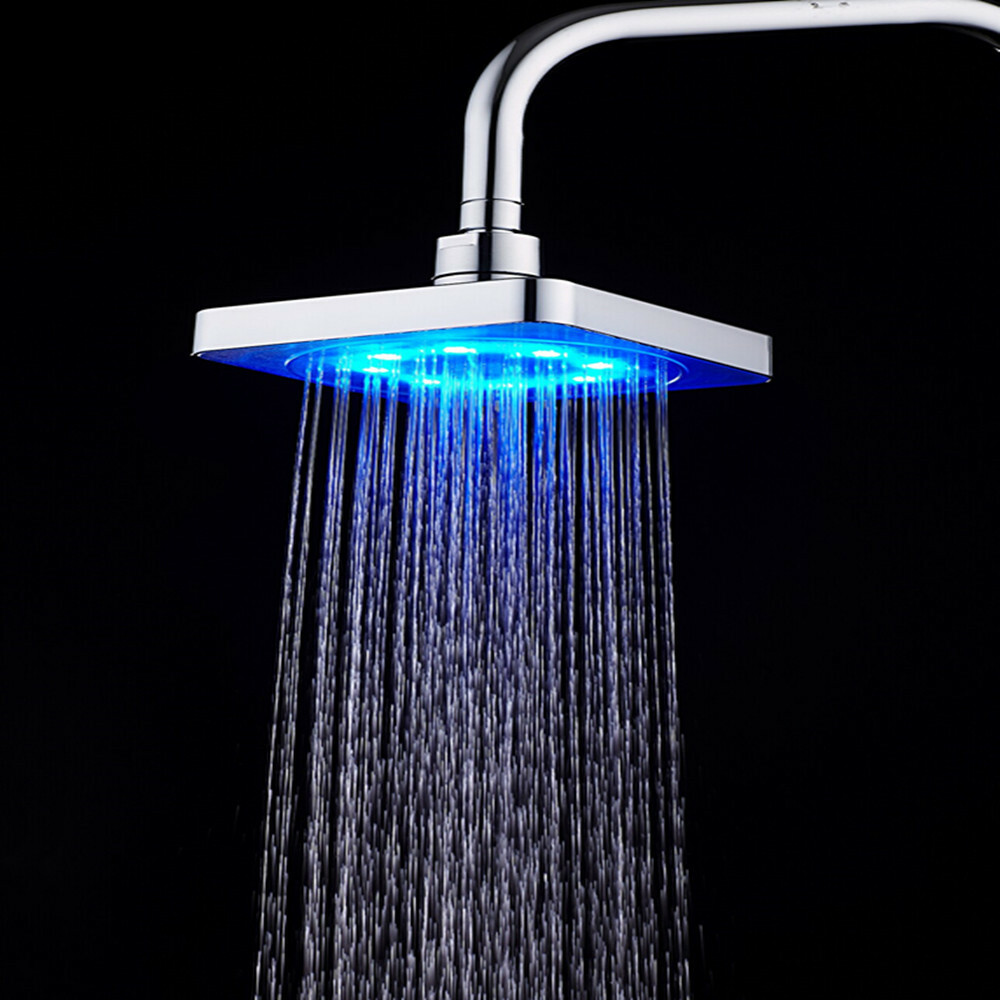 LED Shower Head 7 Colors Temperature Controlled Rainfall Top Spray ...