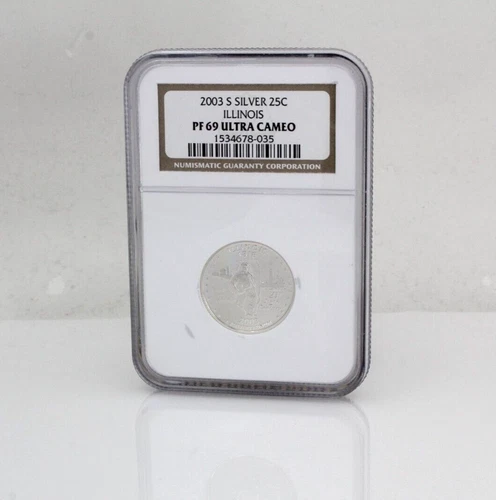 2003 S Silver Quarter (25C), Illinois State, NGC PF69 Ultra Cameo Graded