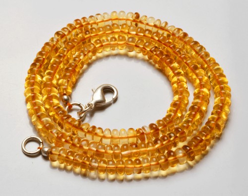 55 CT. 15" Super Natural Citrino Suave Rondelle CUENTAS COLLAR 3,5 A 4,5 MM - Imagen 4 de 5