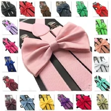 50 Colors Suspender and Bow Tie Set Adults Wedding Formal Men Women (USA)