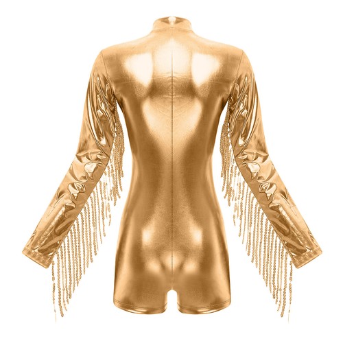 Women's Sequin Bodysuit Tassel Metallic Shiny Catsuit Clubwear Jumpsuit Leotards - Picture 24 of 59
