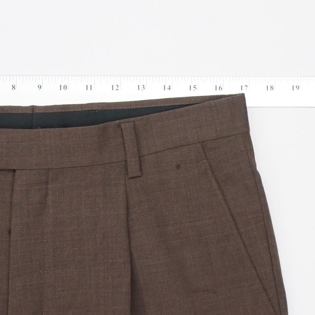 TIGER WOODS Lined Pleated Cuffed Wool Spandex Dress Pants Brown Mens