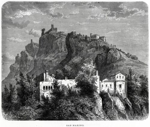 San Marino: Panorama. Stampa Antica + Passepartout. 1877 - Foto 1 di 1