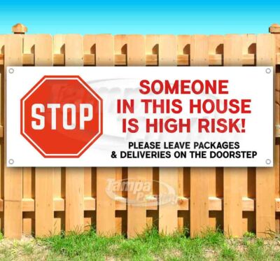 LEAVE PACKAGES HIGH MEDICAL RISK  Advertising Vinyl Banner Flag Sign VIRUS CDC
