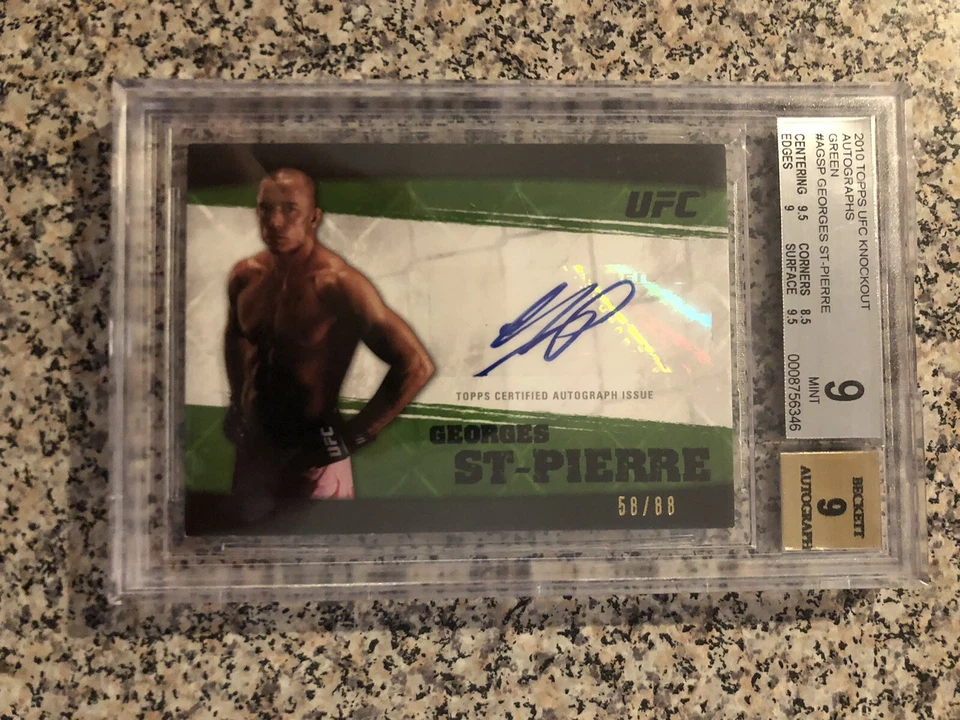 2010 topps ufc knockout autograph GREEN # AGSP Georges St-Pierre BGS 9 #ed / 88 - Image 3 of 4