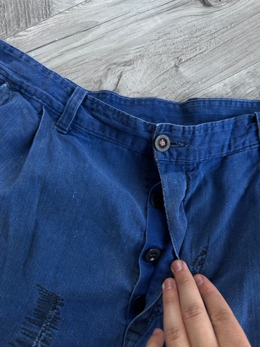 Pantalón Vintage French Work Años 80 Azul Algodón Envejecido Talla: 54 - Imagen 11 de 16