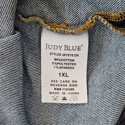 Judy Blue Women's 1XL Mid Length Utility Side Slit Denim Jacket Driving Coat - Picture 17 of 19