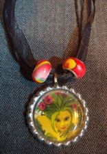 Elena of Avalor Villain Marimonda Ribbon Bottle Cap Bling Charm Necklace Beads