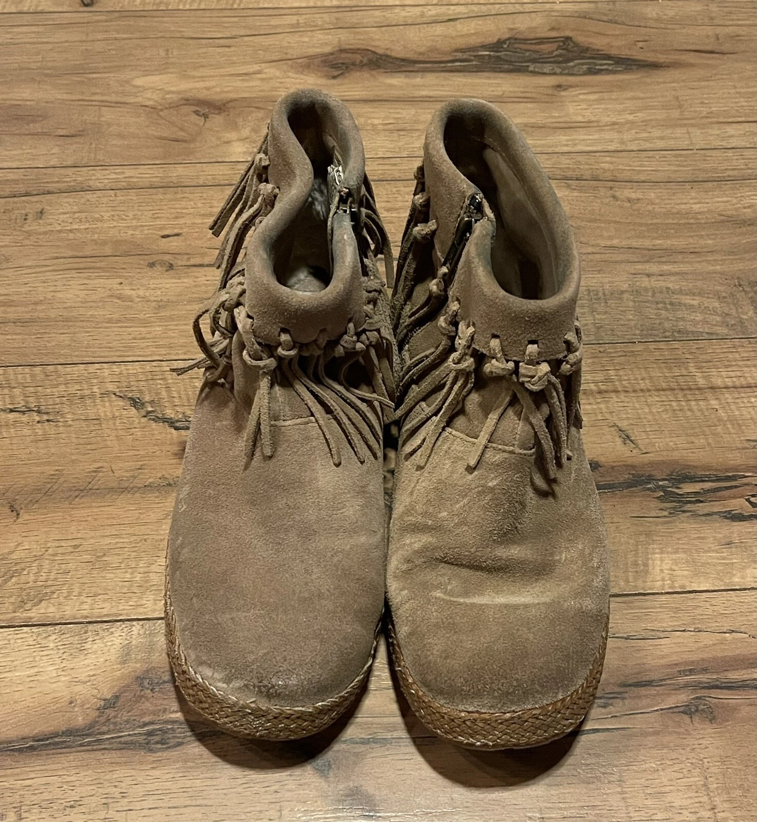 Stivaletti mocassino UGG Shenandoah frange marrone scamosciato zip boho UGGS taglia 7