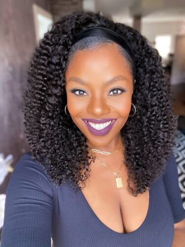 HEADBAND WIG HUMAN HAIR CURLY NO GLUE FULL MACHINE MADE BRAZILIAN REMY - Picture 5 of 12