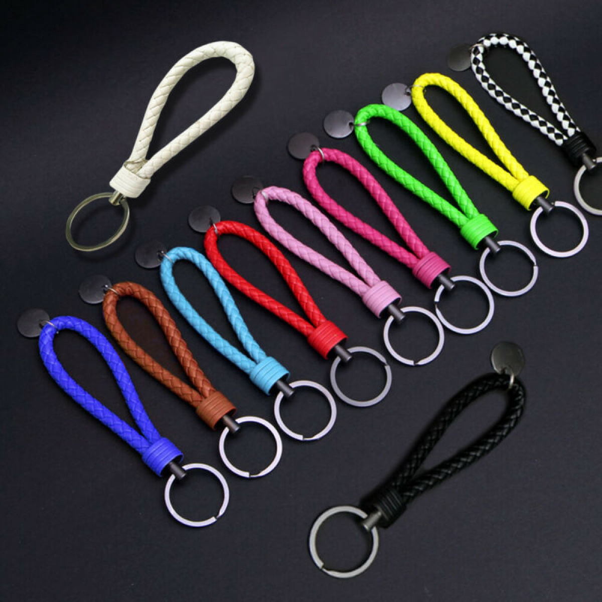 Keychain Leather Rope Strap Weave Keyring KeyChain Braided
