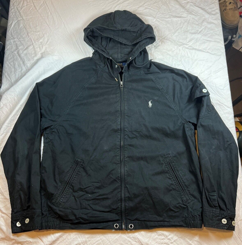 Polo Ralph Lauren Jacket Mens L Windbreaker Hood Pony Yacht Sailing Full Zip