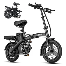 2 Seater Folding Electric Bike 750W Peak 14" Mini Commuter Ebike 20mph 40miles