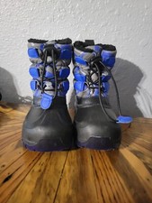 Members Mark Boys Snow Boots Winter Blue Black Warm Lining Adjustable Closure
