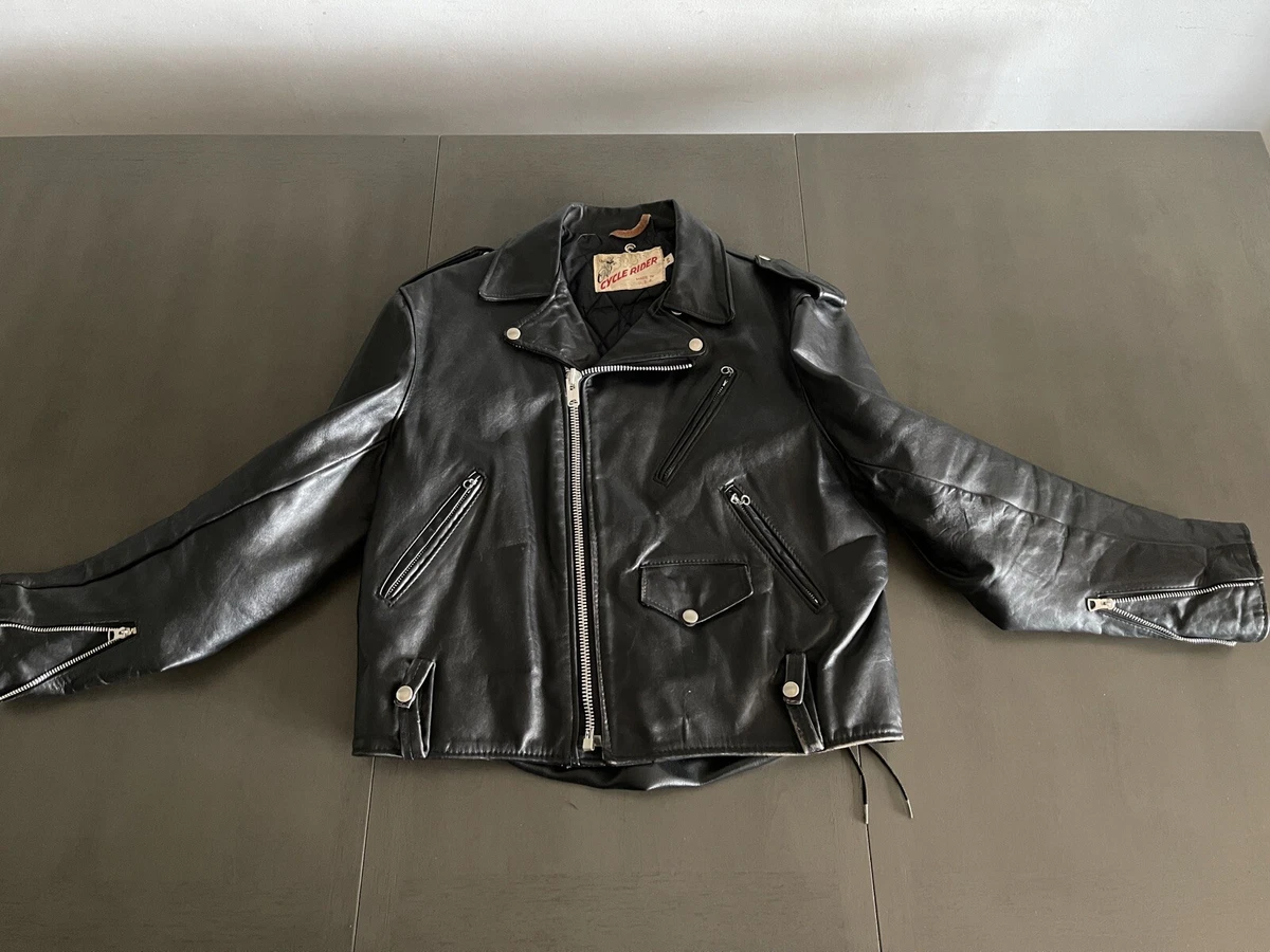Vintage Made In Usa Schott Cycle Rider Motorcycle Leather Jacket 44