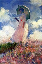 Woman with Parasol, study by Claude Monet Giclee Fine Art Print Repro on Canvas