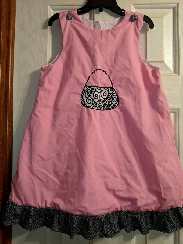  Remember Nguyen Pink Dress w` Appliqued Purse Size 6 EUC