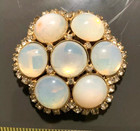 Vintage LARGE Stunning Moonstone Rhinestone Gold Tone Brooch Pin - Gorgeous! #44 — photo 7