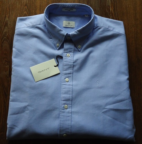 GANT talla XL Slim Perfect Oxford Hombre Camisas Casuales Azul Claro NUEVO - Imagen 7 de 13