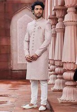 Embroidered Art Silk Sherwani Peach