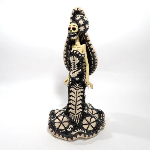 CATRINA BRIDE Huichol Beaded Figure Day of the Dead Signed Mexican Folk Art - Picture 2 of 24