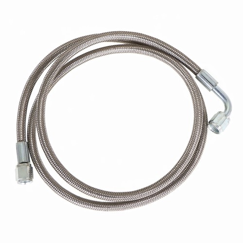 Turbo Oil Feed Line 48" 4AN 90 Degree PTFE Length Hose Stainless steel braided - Photo 2/8