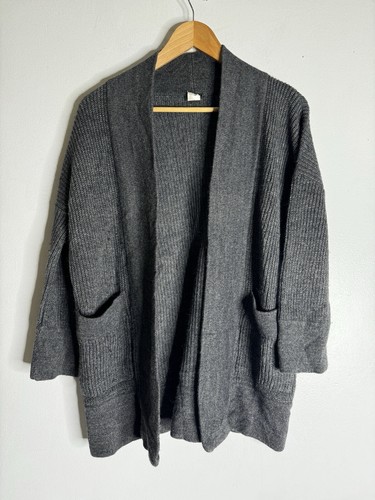 J Crew Snap Gray Wool Alpaca Blend Open Cardigan Sweater CP