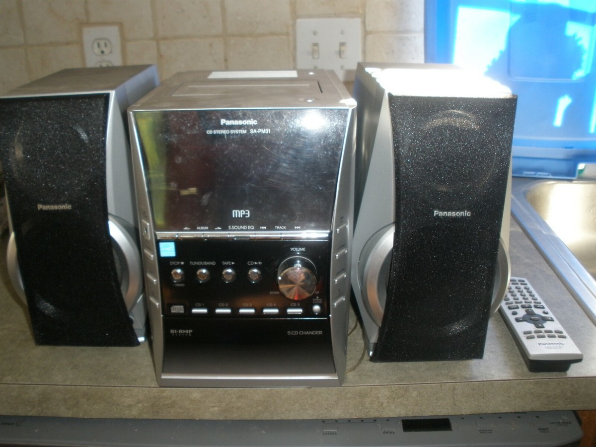 PANASONIC CD STEREO SYSTEM SA-PM31 CONSOLE SPEAKERS REMOTE TESTED