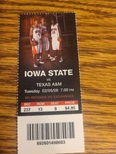 Texas A & M @ Iowa State NCAA Men's Basketball Unused Ticket Stub 2/5/2008