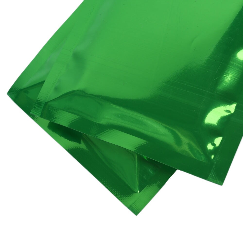 100pc Green Metallic Mylar Nuts Heat Sealable Zipper Seal Bags 3x4in