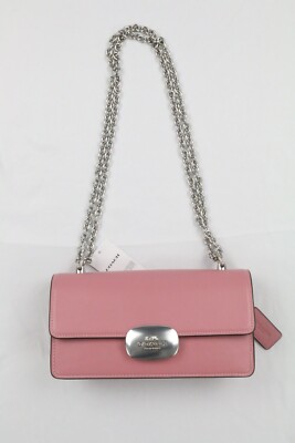 Coach Smooth Leather Eliza Flap Crossbody In True Pink Silver