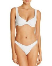  44 Charlie Holiday Womens Ribbed Lined Bikini White Swim Bottom ONLY Size Small