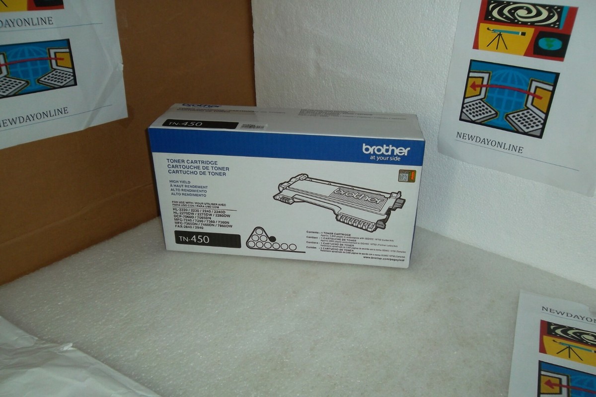 Brother TN-450 Black Toner Cartridges DCP-7060D HL-2240 MFC-7460DN TN450 OEM NEW