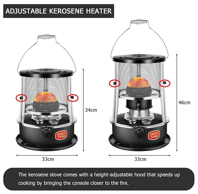 4.5L 2in1 Kerosene Stove Heater Adjustable Outdoor Camp Non Electric