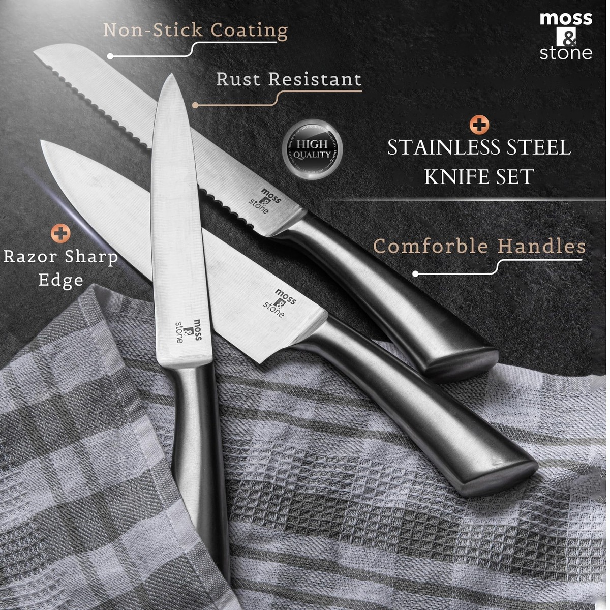 Professional Kitchen Knife Chef Set, 6 Pcs Small Knife Set With