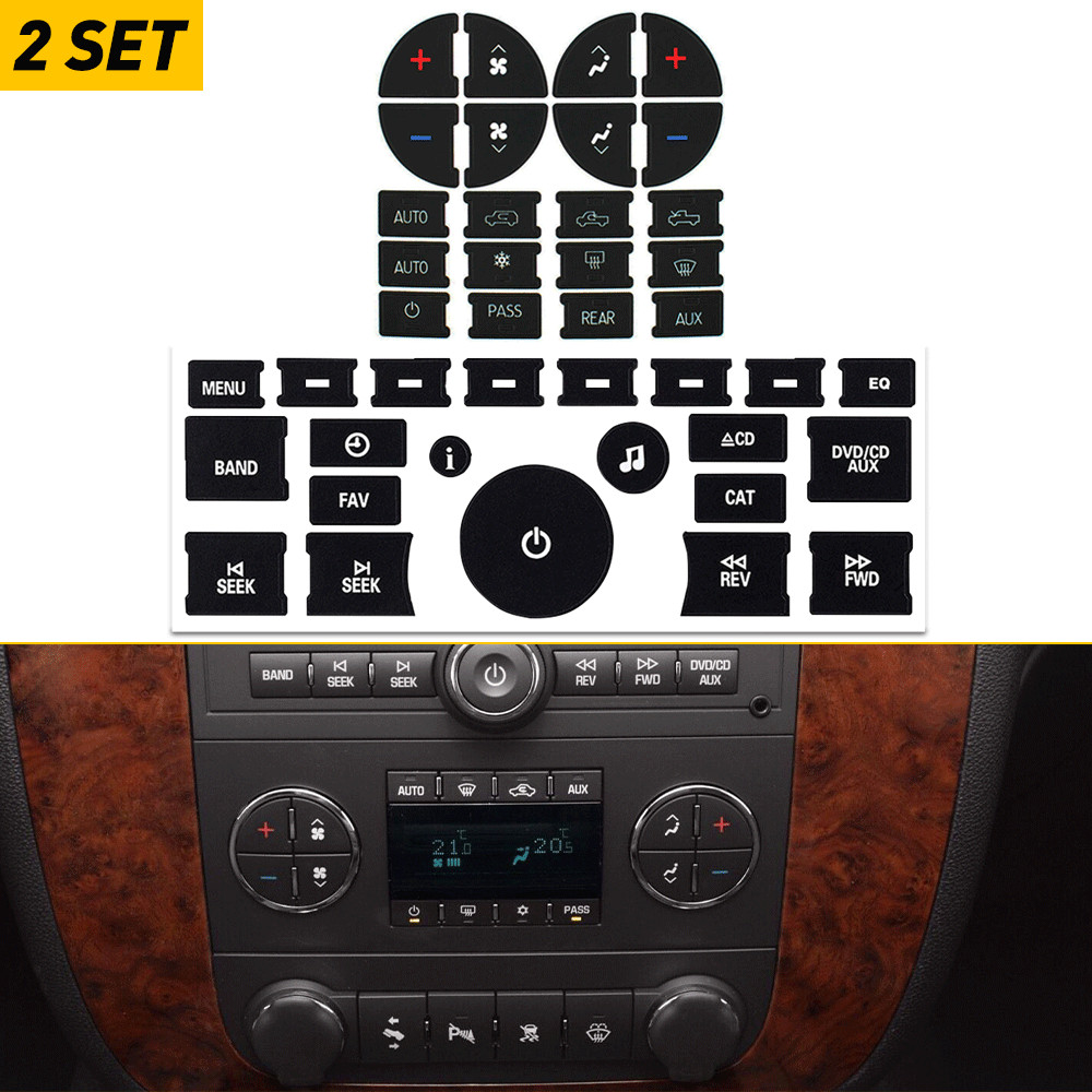 2 Sets AC Radio Control Dash Button Repair Kit Sticker for Chevy GMC Decals