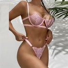 Sexy Womens Lace See-Through Bra Set Thong Sheer Underwear Nightwear Lingerie 16