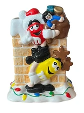 Vintage 1993 M&M's 7” Ceramic Christmas Chimney Santa Holiday Decor Vase READ