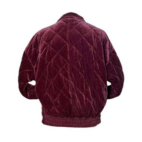 Avec Les Filles XS Maroon Satin Quilted Full Zip Up Bomber Oversized Jacket NEW - Picture 5 of 7