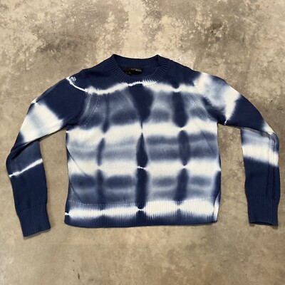 360 Sweater Italian Yarn Womens Small Blue Jasper Tie Dye Cotton Lightweight