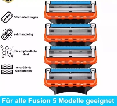 MARKENLOS 4 Stück Rasierklingen Nachfüllungen Kompatibel für Gillette Fusion 5 Proglide DE