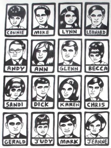 18 x 24 Pen Drawing 1967 TEXAS Yearbook FOLK portraits Outsider Art JEFF ZENICK - Picture 2 of 8