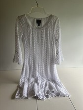 Rabbit Rabbit Rabbit Design Women's White Lined Lace Dress Size 10